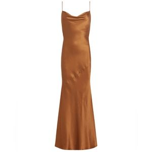 L'Agence Arianne Cowl Neck Maxi Dress in Saddle Sz2